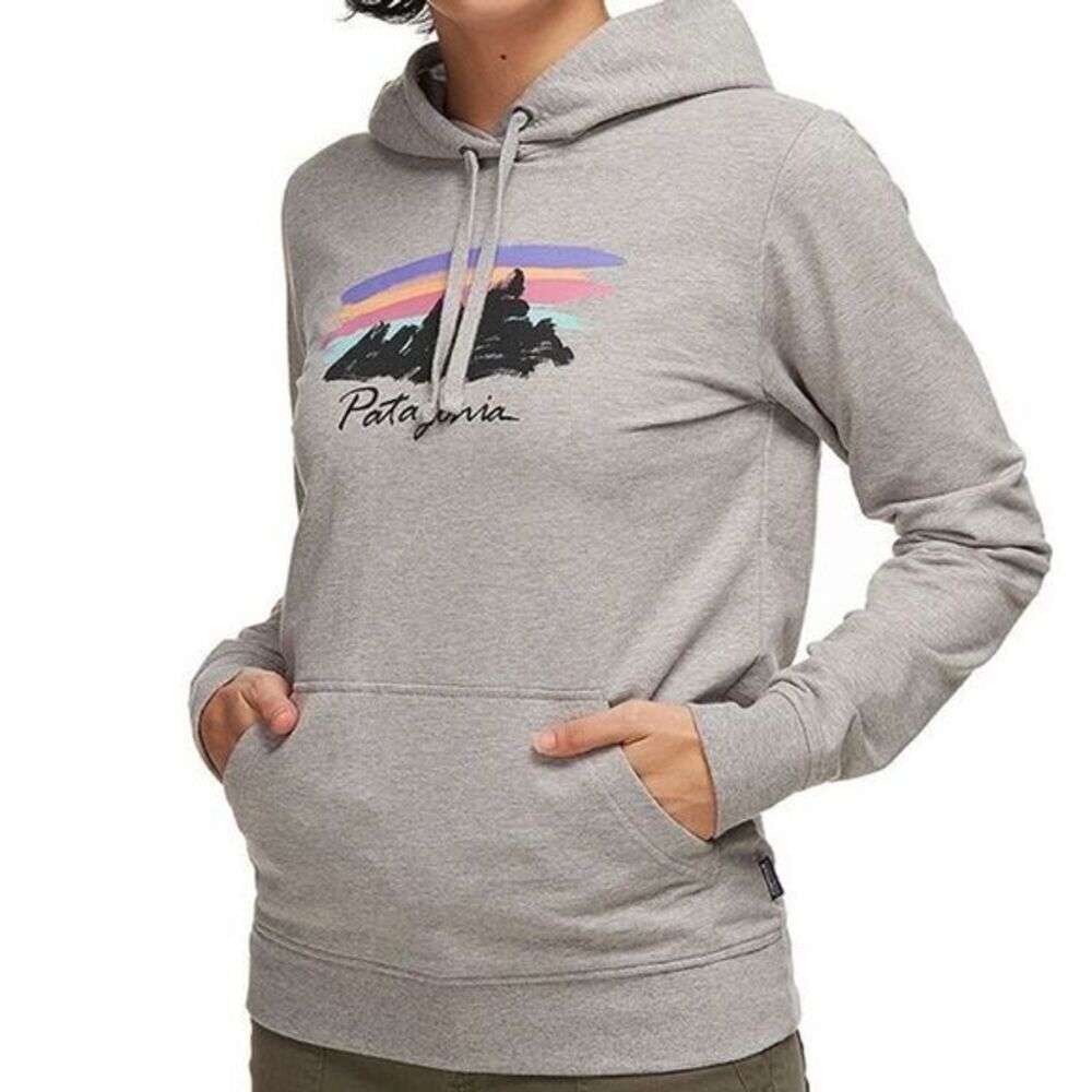 Patagonia Free Hand Fitz Roy Ahnya Hoodie Gray Organic Cotton Womens M
